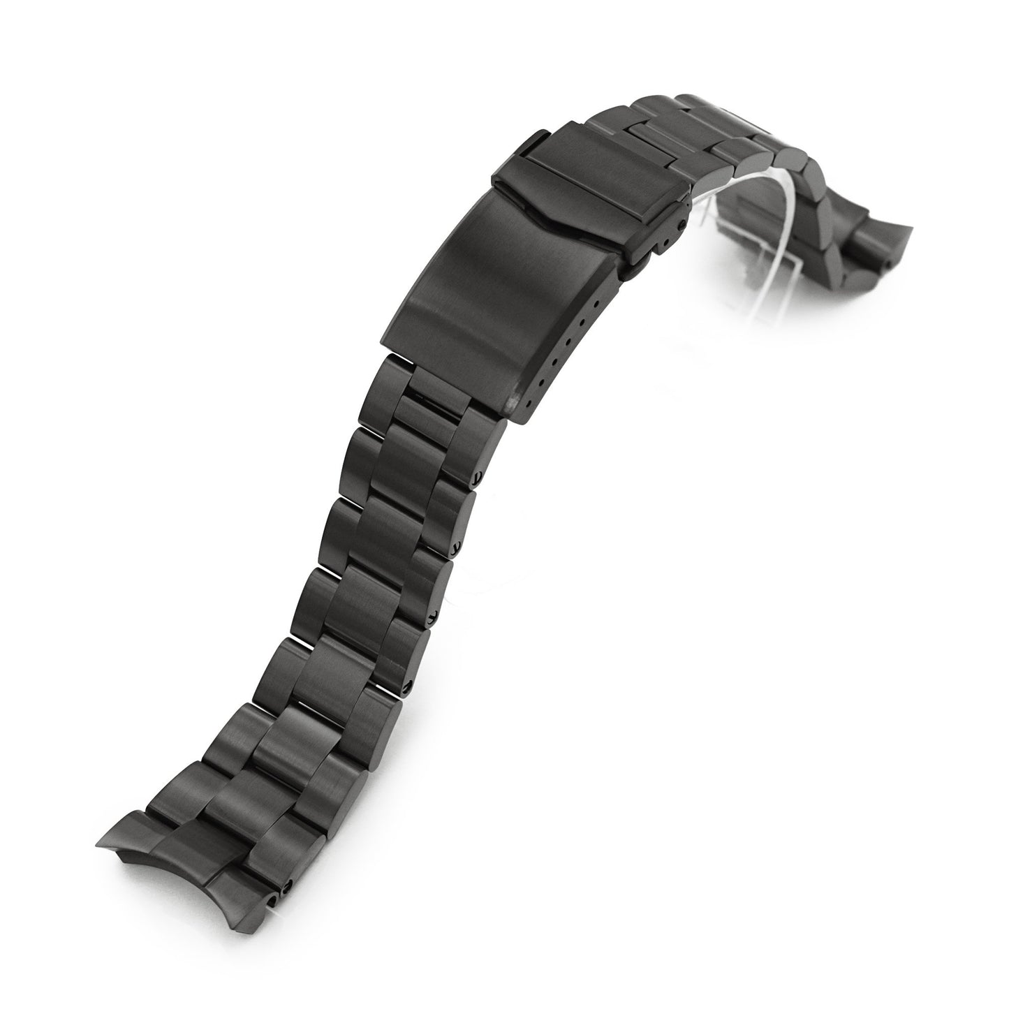 22mm Super-O Boyer Watch Band for Orient Black Kamasu, 316L Stainless Steel PVD Graphite Color V-Clasp