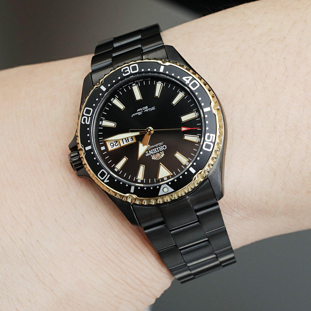 22mm Super O Boyer Watch Band for Orient Black Kamasu 316L