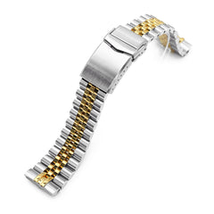 22mm Super-J Louis 316L Stainless Steel Watch Band for Seiko new Turtles SRP777, Two Tone IP Gold V-Clasp