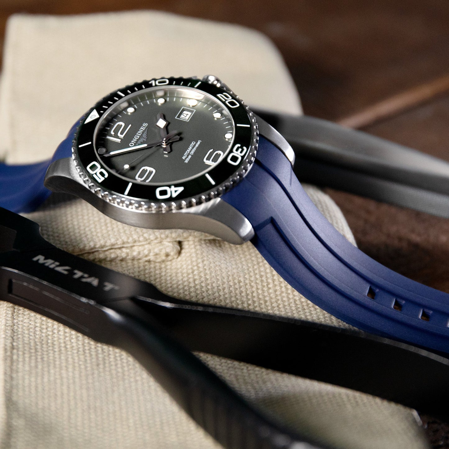 StrapXPro Premium Series Rubber Strap for Longines Hydroconquest Conquest Series Navy Blue