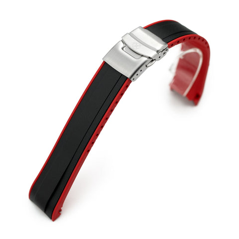 StrapXPro - SX1A Rubber Strap for New Seiko 5 Sport 5KX/GMT, Black and Red